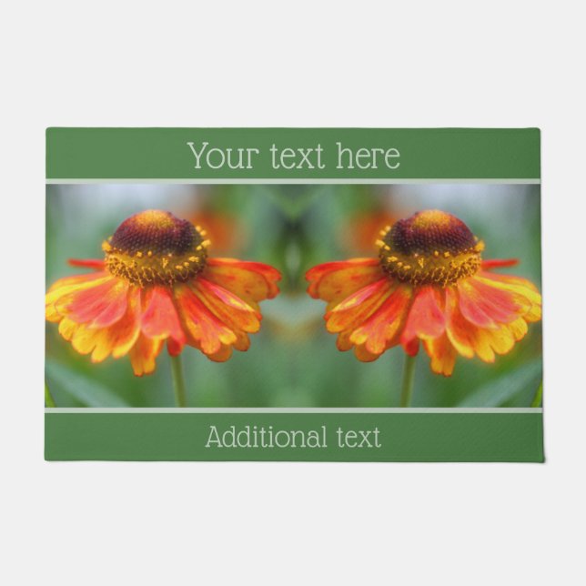Dreamy Zinnia Flower Personalized Doormat (Front)