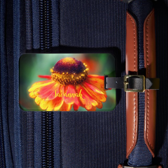Dreamy Zinnia Flower Personalized  Luggage Tag (Front Insitu 4)