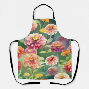 Dreamy Zinnia Flowers Apron