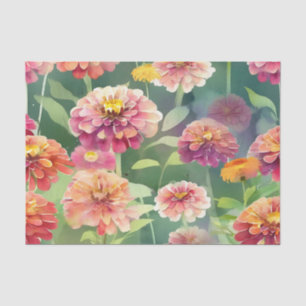 Dreamy Zinnia Flowers Tissue Paper