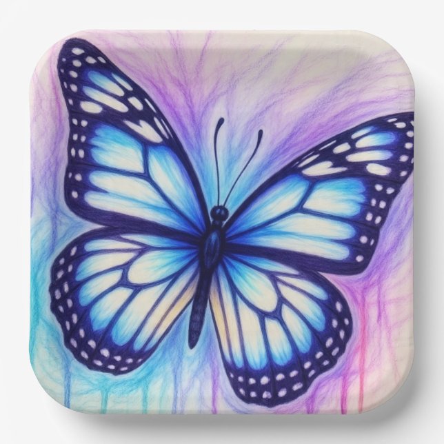 DreamyBlueButterFly  Paper Plates (Front)