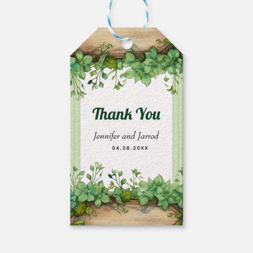 Dreenery and stripes Thank You spring wedding Gift Tags