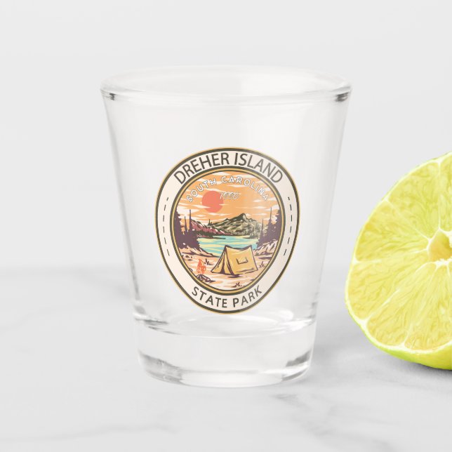 Dreher Island State Park South Carolina Badge Shot Glass (Front)