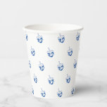Dreidel blue and white pattern Hanukkah Paper Cups<br><div class="desc">Dreidel (a spinning top with four sides,  each inscribed with a letter of the Hebrew alphabet) blue and white pattern Hanukkah,  bar mitzvah,  bat mitzvah,  Shabat,  Jewish Holidays,  elegant Paper Cups</div>