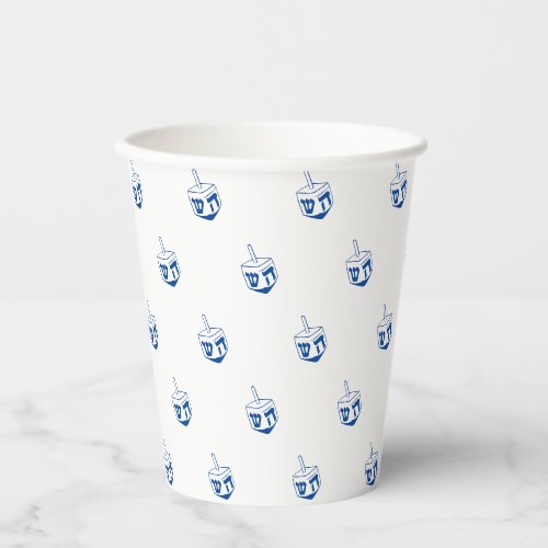 Dreidel blue and white pattern Hanukkah Paper Cups