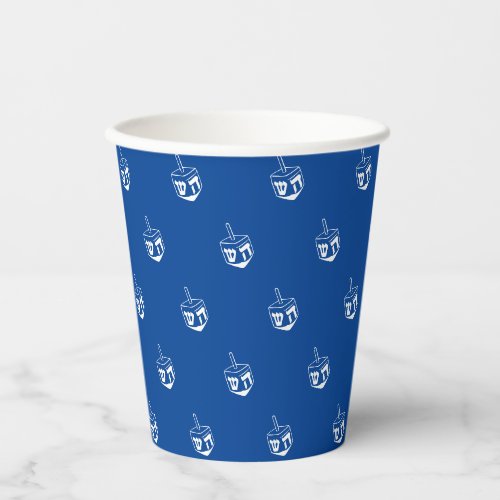 Dreidel blue and white pattern Hanukkah party Paper Cups