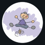 Dreidel Boy Classic Round Sticker<br><div class="desc">Child-like drawing of a boy spinning the dreidel.</div>