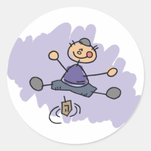 Dreidel Boy Classic Round Sticker