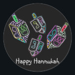 Dreidel, Dreidel, Dreidel Stickers<br><div class="desc">Graphic illustration of a Hannukah dreidels in bright colors.  Brighten up the holiday with this colorful design.</div>