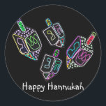 Dreidel, Dreidel, Dreidel Stickers<br><div class="desc">Graphic illustration of a Hannukah dreidels in bright colors.  Brighten up the holiday with this colorful design.</div>
