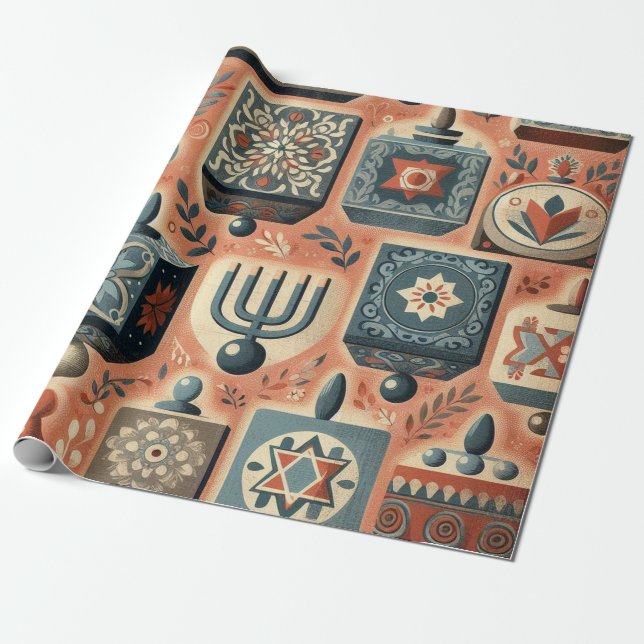 Dreidel Dreidel Dreidel Wrapping Paper (Unrolled)