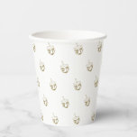 Dreidel gold white pattern Hanukkah modern Paper Cups<br><div class="desc">Dreidel (a spinning top with four sides,  each inscribed with a letter of the Hebrew alphabet) faux gold and white modern pattern Hanukkah,  bar mitzvah,  bat mitzvah,  Shabat,  Jewish Holidays,  elegant Paper Cups</div>
