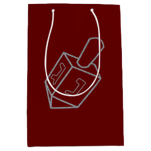 Dreidel Hanukkah Glitter Medium Gift Bag