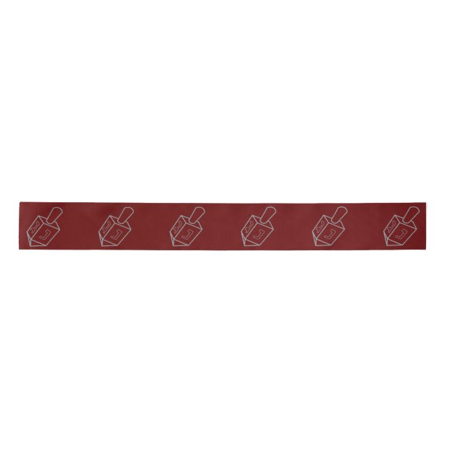 Dreidel Hanukkah Glitter Satin Ribbon (Front)