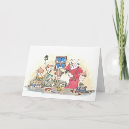 Dreidel In Santa's Workshp Holiday Card