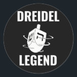 Dreidel Legend Jewish Happy Hanukkah Menorah Classic Round Sticker<br><div class="desc">Dreidel Legend Jewish Happy Hanukkah Menorah</div>