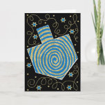 "Dreidel Pinwheel" Greeting Card w Envelope<br><div class="desc">"Dreidel Pinwheel, Blue/Gold" Greeting Card with Envelope. To personalize, delete text inside card and replace with your own message. Choose your favorite font style, color, and size. Background color can be changed out by selecting a new background color. Thanks for stopping and shopping by. Much appreciated!!! Happy Hanukkah! Size: Standard...</div>