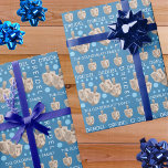 Dreidel Rustic Oak Cute Personalized Hanukkah Wrapping Paper<br><div class="desc">This cute personalized Hanukkah dreidel wrapping paper in blue and white with polka dots is so easy to customize. Add your family name (as the to or from) or a child's name which will appear in the design in a simple white font on the medium dark blue background. Rustic simulated...</div>