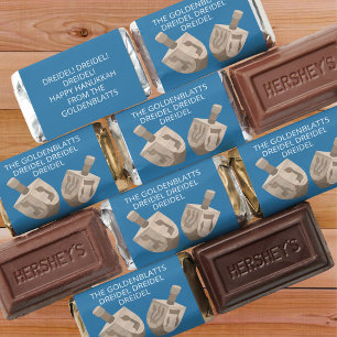 Dreidel Rustic Oak Simple Personalized Hanukkah Hershey's Miniatures