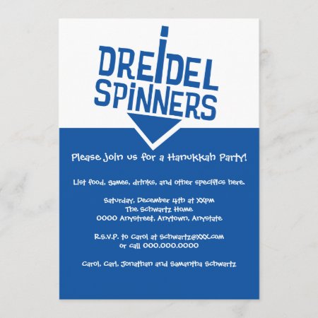 Dreidel Spinners Hanukkah Party Invitation