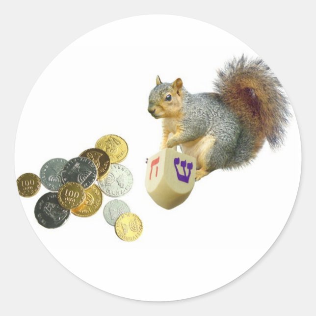 Dreidel squirrel sticker (Front)