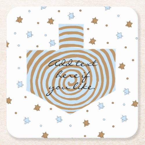 Dreidel Swirls of Blue and Browns Square Paper Coaster