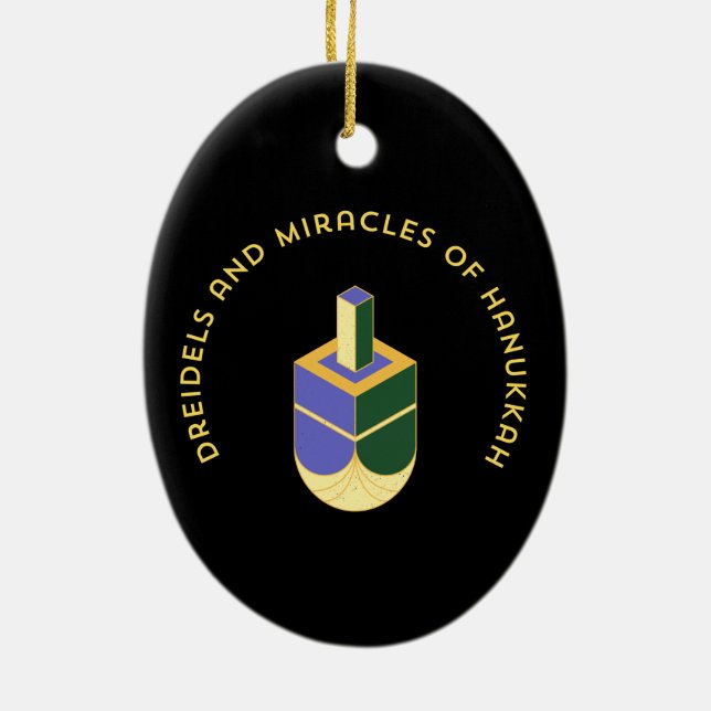 DREIDELS AND MIRACLES OF HANUKKAH CERAMIC ORNAMENT (Back)