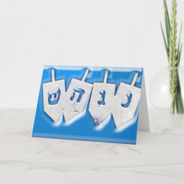 Dreidels for Hanukkah Holiday Card (Front)