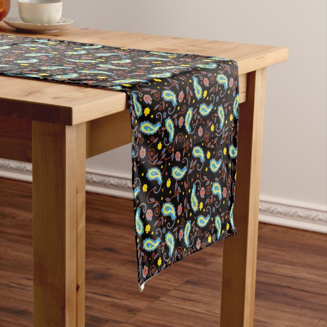 Dreidels Paisley Design 14 x 72 Short Table Runner (In Situ)