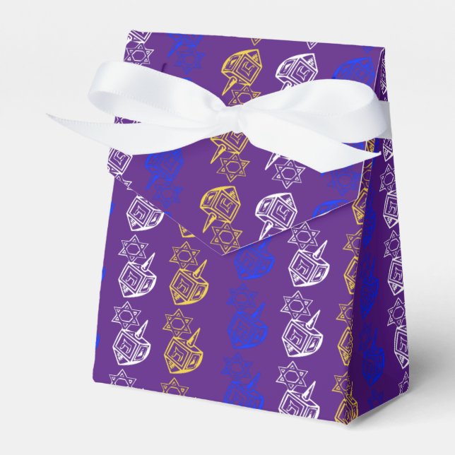 Dreidels + Stars Favor Box (Front Side)