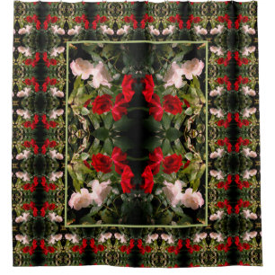 Drenched Red And White Roses Flower Art Pattern Shower Curtain