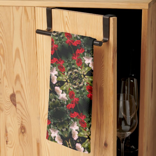 Drenched Red And White Roses Pattern   Kitchen Towel (Thirds Fold)
