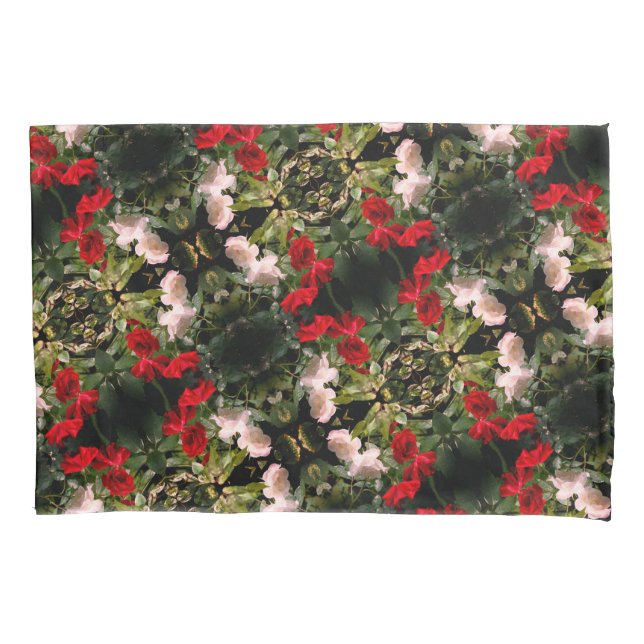Drenched Red And White Roses Pattern Pillow Case (Front)