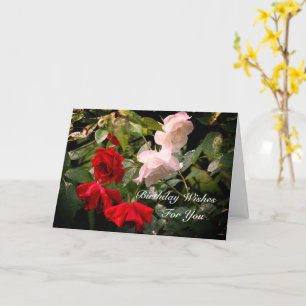 Drenched Roses Floral Personalized Birthday  Card