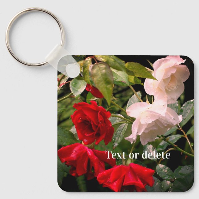 Drenched Roses Flower Personalized Keychain (Front)