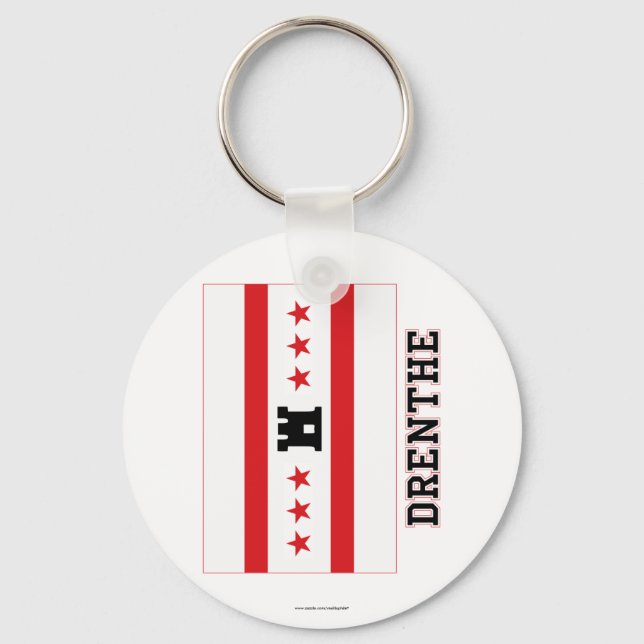 Drenthe Flag with name Keychain (Front)