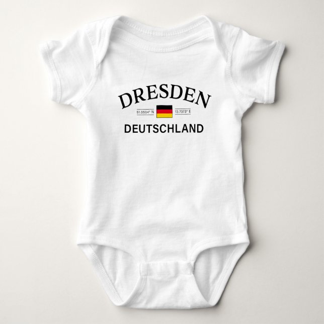 Dresden Deutschland Coordinates German Baby Bodysuit (Front)