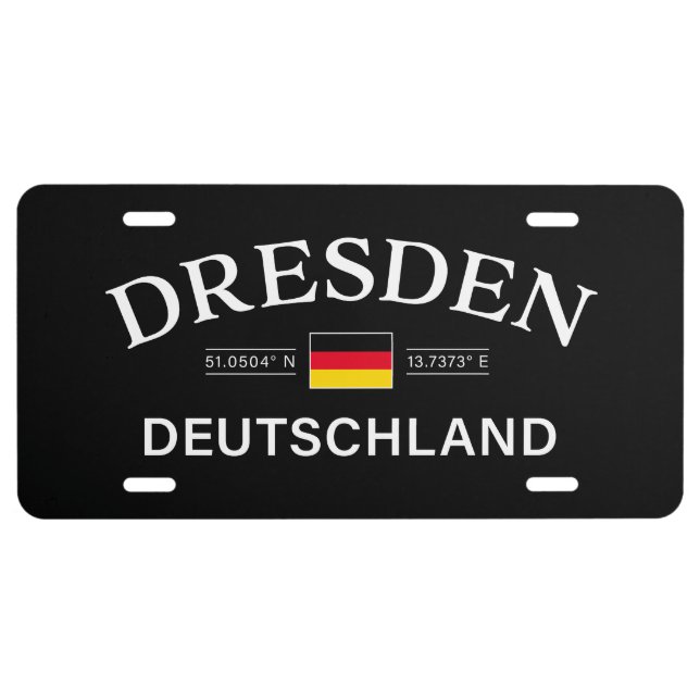 Dresden Deutschland Coordinates German License Plate (Front)