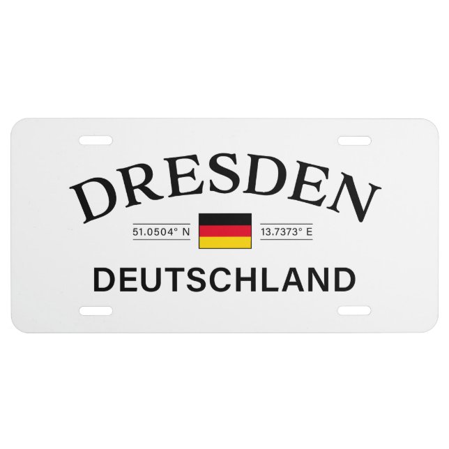 Dresden Deutschland Coordinates German License Plate (Front)