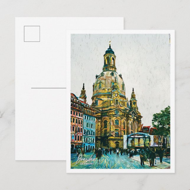 Dresden Germany Beautiful Oil Paint City Landscape Postcard (Front/Back)