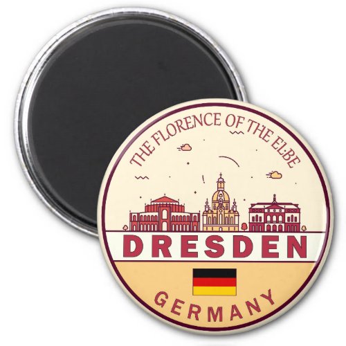 Dresden Germany City Skyline Emblem Magnet