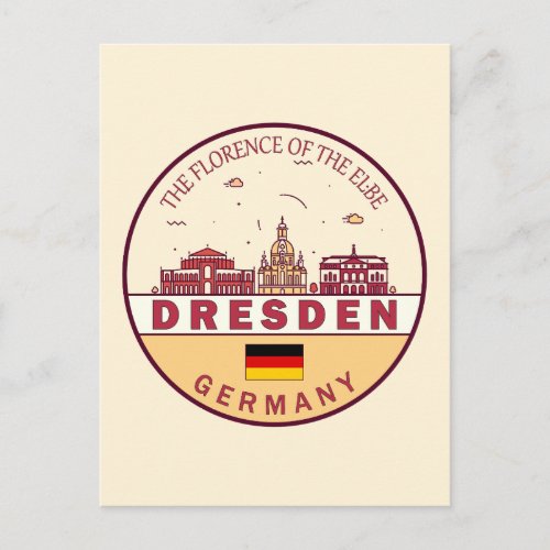Dresden Germany City Skyline Emblem Postcard