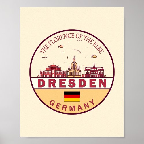 Dresden Germany City Skyline Emblem Poster