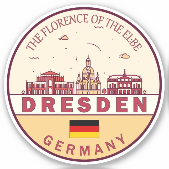 Dresden Germany City Skyline Emblem Sticker (Front)
