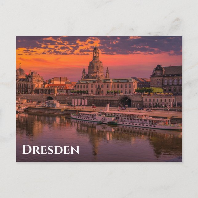 Dresden Germany Sunset Travel Photo Postcard (Front)