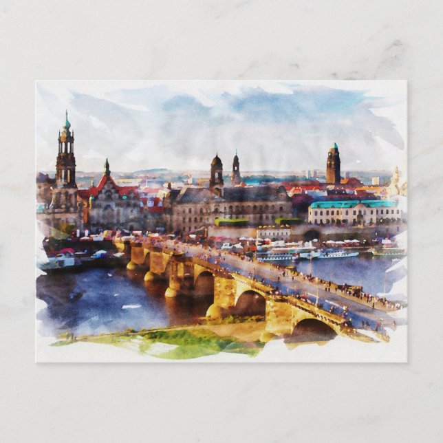 Dresden Germany watercolor art Postcard (Front)