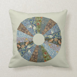 Dresden Plate Quilt Patchwork William Morris Throw Pillow