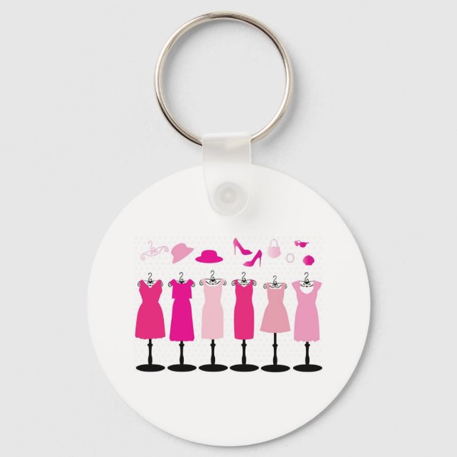 dress-163552 PINKS  dress dresses hat clothes clot Keychain (Front)