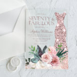 Dress & Blush Floral Womans 70th Birthday Party Acrylic Invitations<br><div class="desc">Dress & Blush Floral Womans 70th Birthday Party Acrylic invitation

Many more dress color variations and flower arrangements in the collection (see below)</div>