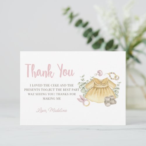 Dress Boho Baby Shower Thank You Card